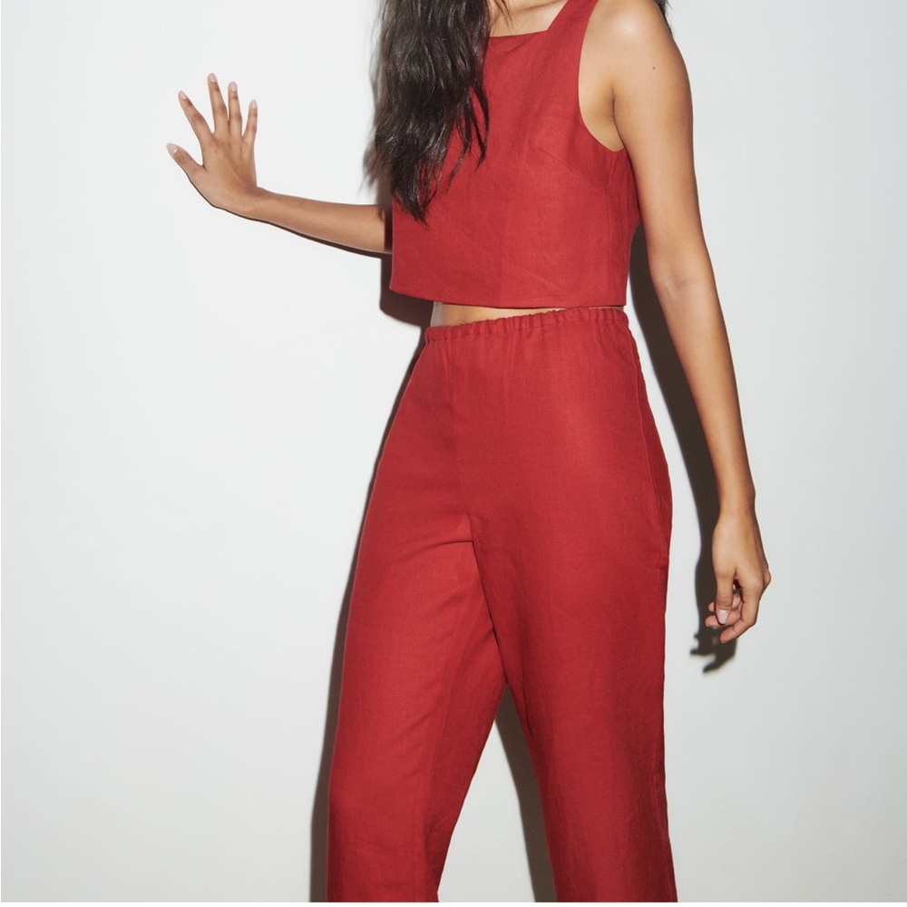 Petites Cropped Linen Pant NWT